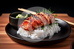 Perfectly Cooked Lobster Tail on Sushi Rice