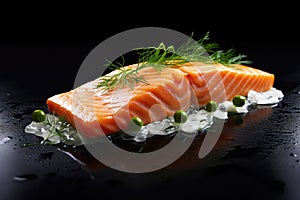 Perfectly Cooked Sousvide Salmon Aesthetically Beautiful Minimalist Style. Generative AI