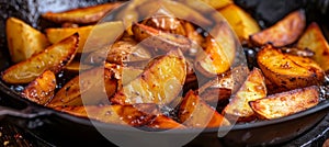 Perfectly cooking golden potato chips in seasoned bubbling oil for ultimate crunchiness