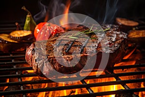 Perfectly Grilled Steak, A Culinary Masterpiece Delighting the Senses with Irresistible Aroma. Ai generated