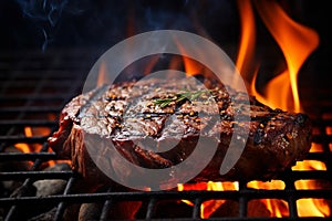 Perfectly Grilled Steak, A Culinary Masterpiece Delighting the Senses with Irresistible Aroma. Ai generated