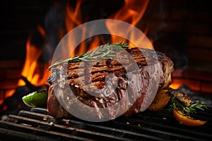 Perfectly Grilled Steak, A Culinary Masterpiece Delighting the Senses with Irresistible Aroma. Ai generated