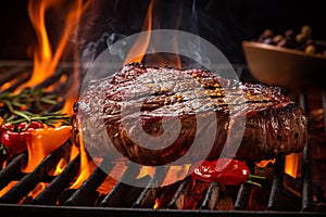 Perfectly Grilled Steak, A Culinary Masterpiece Delighting the Senses with Irresistible Aroma. Ai generated