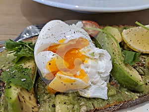 Perfectly poached egg on avocado toast