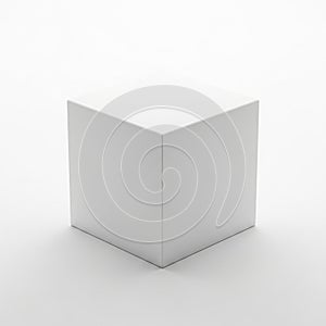 A Simple White Cube Object on a White Background with Soft Shadows geometric shape
