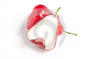 Perfectly retouched Rose apple fruit isolated on white background