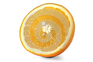 Perfectly retouched sliced orange isolated on the white background with clipping path. Lets see what happens: One of the best isol