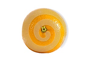 Perfectly retouched whole orange isolated on white background front view photo