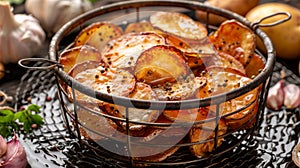 Perfectly seasoned golden potato chips, fried in bubbling oil to a satisfying crunch