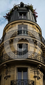 Perfectly symmetric facade of Paris building photo