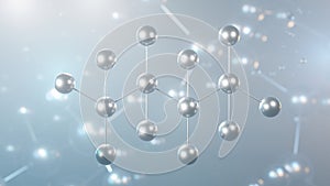 perfluorobutane molecular structure, 3d model molecule, simple fluorocarbon, structural chemical formula view from a microscope
