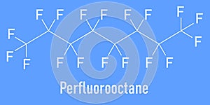 Perfluorooctane or octadecafluorooctane molecule. Skeletal formula. Chemical structure