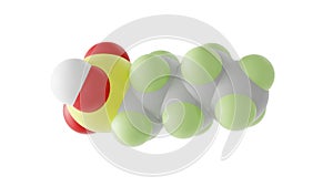 perfluoropentanesulfonic acid molecule, antireflection agent, molecular structure, isolated 3d model van der Waals