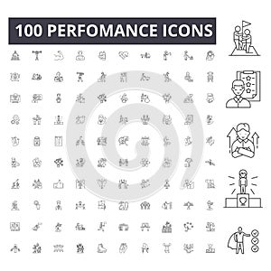 Perfomance line icons, signs, vector set, outline illustration concept