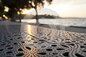 Perforated abstract surface bokeh background