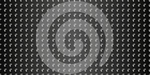 Perforated flat surface made of paper, plastic, steel sheet metal. Black texture background. Seamless vector pattern.