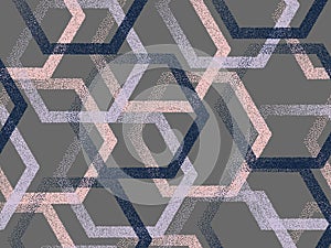Perforated hexagon geometric seamless vector pattern. Gradient dotted hexagonal shapes.