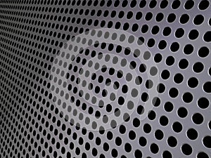 Perforated metallic grid, industrial background