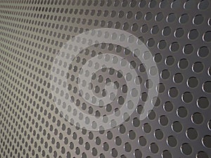 Perforated metallic grid, industrial background