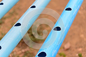 Perforated pvc pipe by HOLE SAW for use in D.I.Y hydroponics sytem