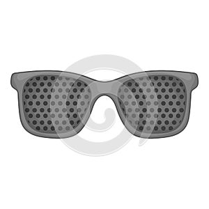 Perforating glasses icon, gray monochrome style