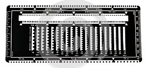 Perforation gauges to measure the distance between stamp perforations