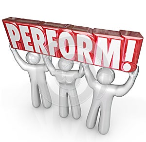 Perform People Lifting Words Take Action Implement Job Task photo