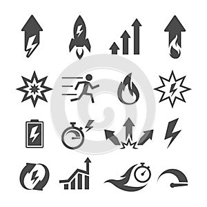 Performance, action, efficiency, growth vector icons