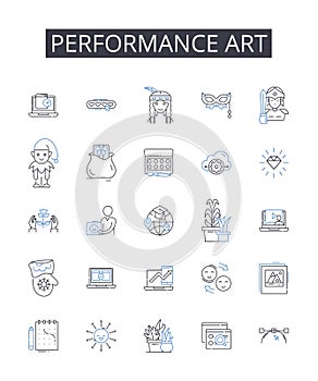 performance art line icons collection. visual arts, decorative arts, fine arts, liberal arts, graphic design, digital