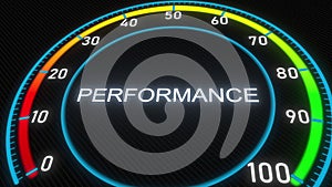 Performance futuristic meter or indicator. Conceptual 3D rendering