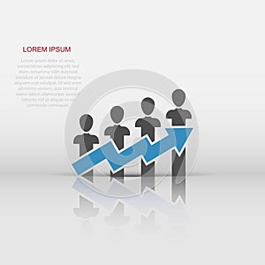 Performance icon in flat style. Career vector illustration on white isolated background. People with arrow business concept