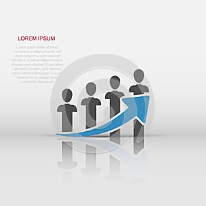 Performance icon in flat style. Career vector illustration on white isolated background. People with arrow business concept