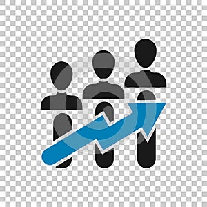 Performance icon in transparent style. Career vector illustration on isolated background. People with arrow business concept