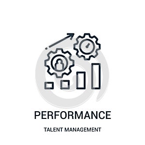 performance icon vector from talent management collection. Thin line performance outline icon vector illustration