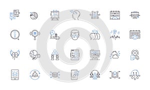 Performance improvement line icons collection. Enhance, Optimize, Upgrade, Boost, Progress, Ameliorate, Refine vector