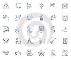 Performance line icons collection. Empowerment, Excellence, Passion, Focus, Dedication, Mastery, Consistency vector and