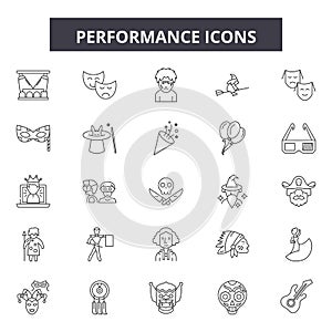 Performance line icons, signs, vector set, outline illustration concept