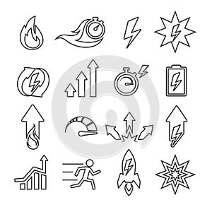 Performance line vector icons set
