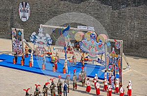 Performance in lock of South Gate of city Wall, Xian, China