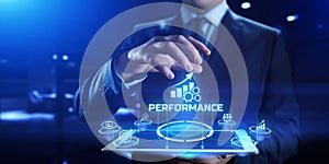Performance management KPI business technology concept on vr screen