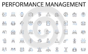 Performance management line icons collection. Remote, Secluded, Disconnected, Autonomy, Solitude, Individuality, Alness