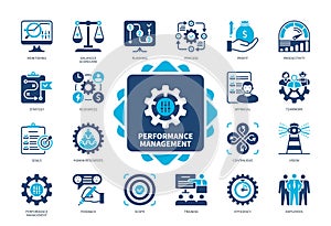 Performance Management solid icon set