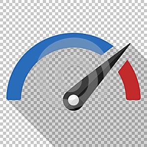 Performance measurement icon in flat style on transparent background