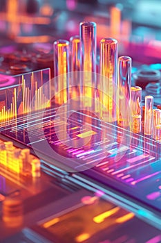 Performance Metrics, A 3D illustration showing a digital efficiency report with clear performance metrics aimed at improving