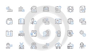 Performance Metrics line icons collection. Efficiency, Productivity, Optimization, Data, KPIs, Analytics, Measures