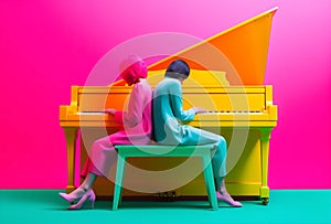 performance music trend people piano modern illustration art concept colourful. Generative AI.