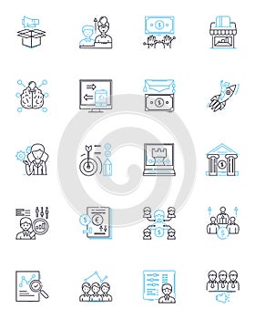 Performance optimization linear icons set. Efficiency, Streamlining, Maximizing, Acceleration, Productivity, Synergy