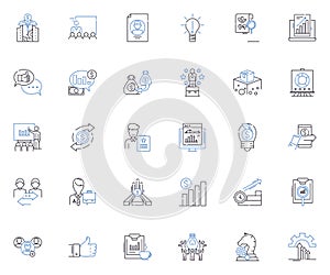 Performance line icons collection. Empowerment, Excellence, Passion, Focus, Dedication, Mastery, Consistency vector and photo