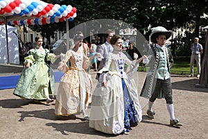 The performance of promoters and dancers of the ensemble of historical costume and dance Vilanella