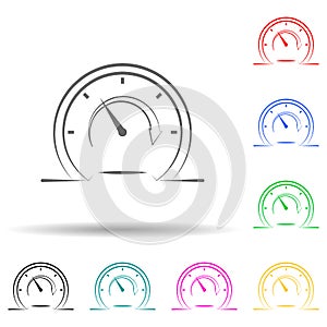 Performance, speed, speedometer hand drawn multi color set icon. Simple thin line, outline vector of business icons for ui and ux